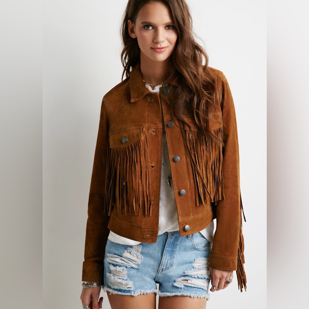 Forever 21 Leather Fringe Jacket